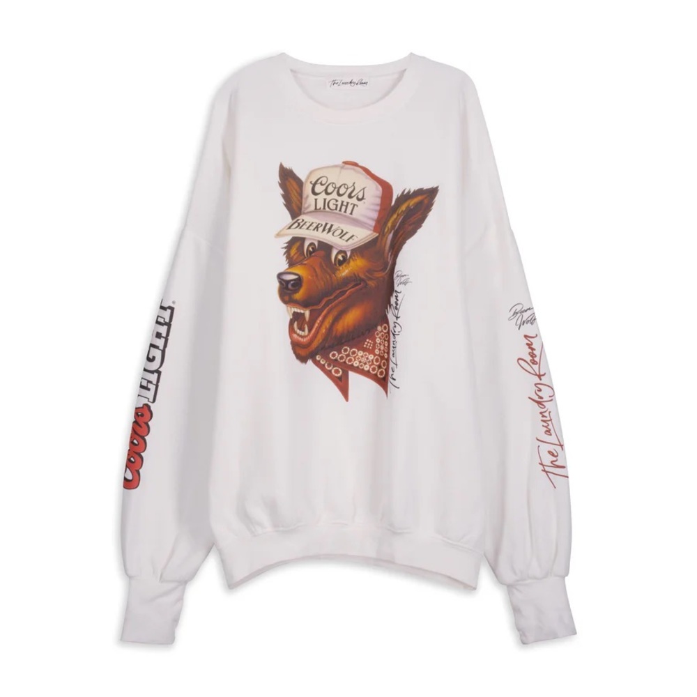 The Laundry Room White Coors Beer Wolf Oversized Sweatshirt - Picture 3 of 9